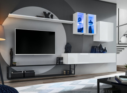 Complete wall unit designer luxury living room furniture white TV stand sideboard